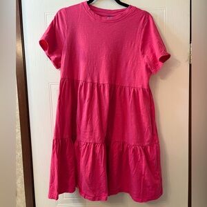 Pink Tiered T Shirt Dress